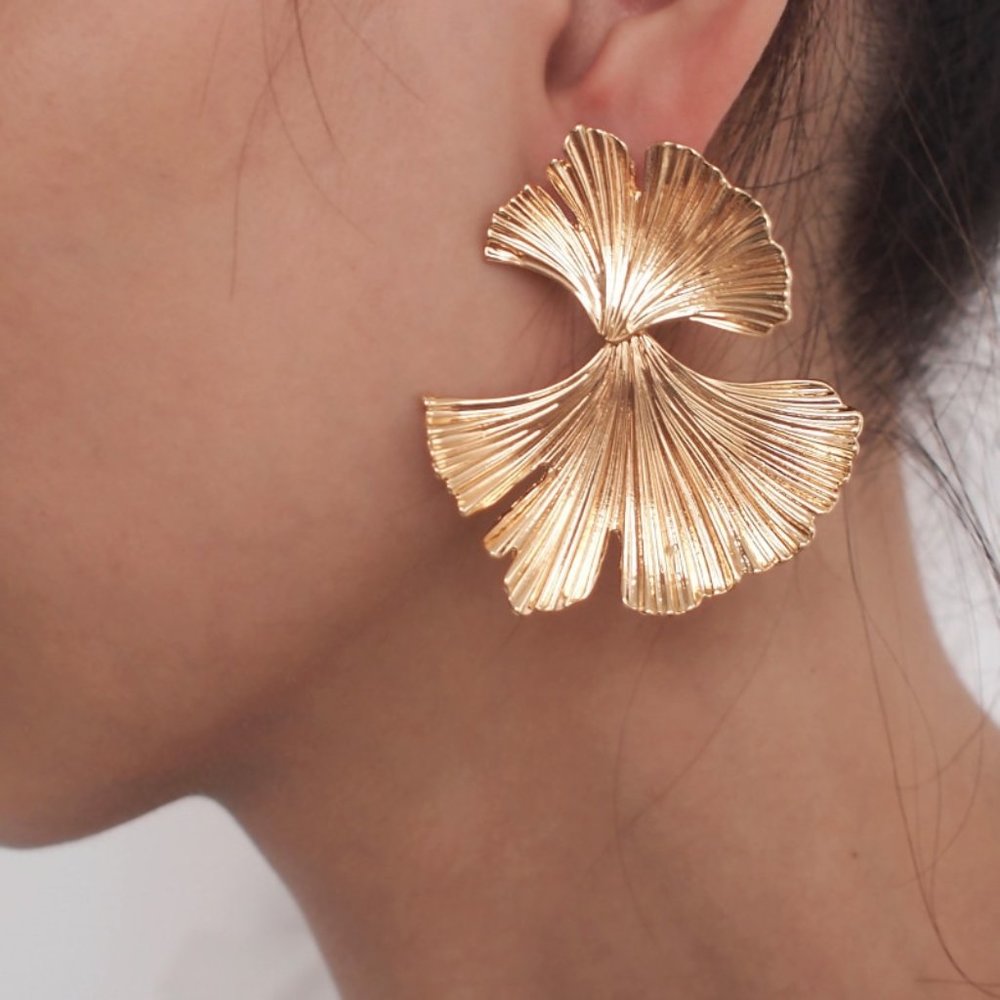 Earrings Ginkgo Women Leaf Bohemian Hoop Cute Drop Trendy Jewelry - Picture 2 of 6